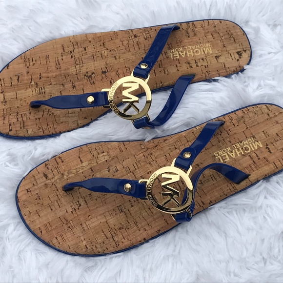 Michael Kors Women Sandal Shoe Slide Flats Blue - Picture 2 of 8